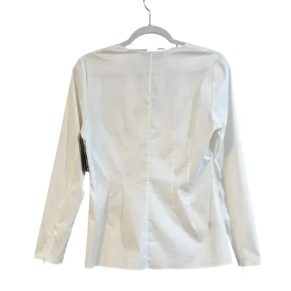 Lafayette 148 New York Ivory Fitted Asymmetrical Wrap Blouse Size 4 NWT 🤍 - Picture 3 of 10